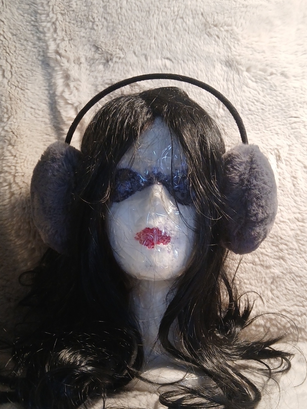 Plush Fuzzy Over-Ear Earmuffs - Gray